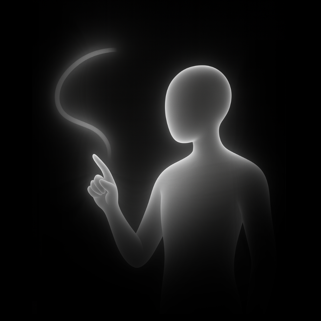 Silueta señalando con trazo luminoso