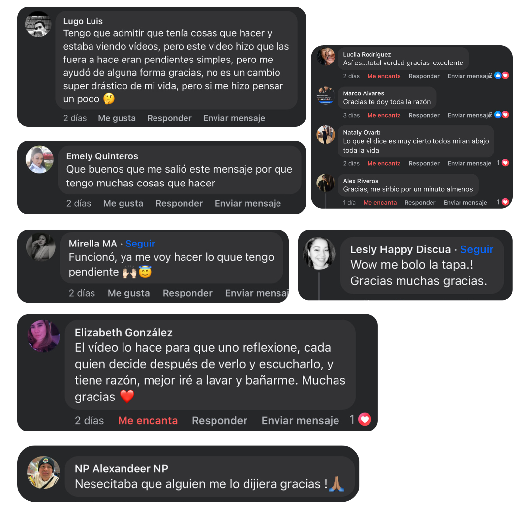 Testimonios de video - Impacto en hábitos y reflexión